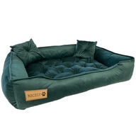 Velúrový pelech pre psa gauč poslanie posteľ M Nicely zelená 65x55 cm