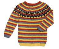 HANDMADE ciepły sweter 100% WEŁNA WOOL w paski J.NOWY 92-98