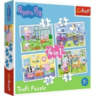 PUZZLE 4W1 ŚWINKA PEPPA WSPOMNIENIA Z WAKACJI TREFL 3+