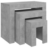 vidaXL Konferenčné stolíky zasúvateľné pod seba, 3 ks, sivý betón