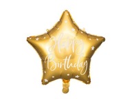 Balon foliowy gwiazda złoty Happy Birthday 40cm