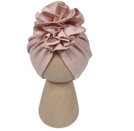 Turban dla dziewczynki czapka dziecięca wiosenna brudny pudrowy róż 44/48cm