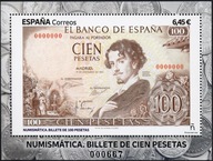 Hiszpania 2023 Znaczki Blok 398 ** banknot monety