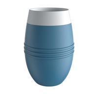 Silikónová vákuovo izolovaná nádoba, cestovný hrnček s dvojitou stenou na vodu, kávová modrá