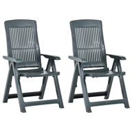 Zestaw 2 krzeseł ogrodowych z regulowanym oparciem, kolor zielony, 60x61x10