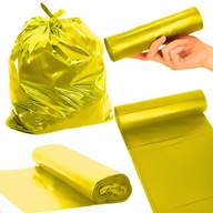 Worki na śmieci odpady plastik metal 35L 50szt żółte LDPE 18my Mocne Grube