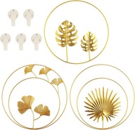 Nástenná dekorácia zlaté listy 3D listy kov