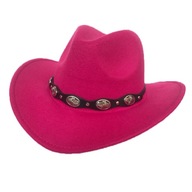 Różany czerwony styl Kowbojski kapelusz Faux Leath