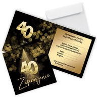 Zaproszenia na 40 Urodziny Blask Czarno Złote plus Koperta Z11_22