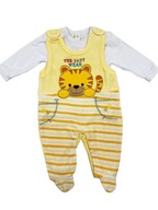 Żółty pajacyk niemowlęcy dla chłopca dziewczynki śpioszek komplet r.74