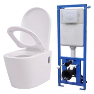 vidaXL Podwieszana toaleta ceramiczna ze spłuczką, biała, 274669