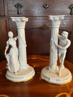 Dwa świeczniki figuralne biskwit Romeo i Julia