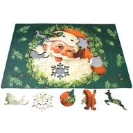 Drevené puzzle svätý Mikuláš Vianočná skladačka pre deti A3