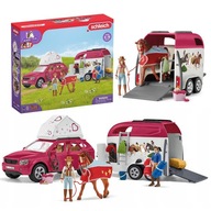 Schleich Horse Club - Auto s prívesom pre koňa, sada figúrok 5+