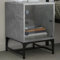 Nočný stolík so sklenenými dverami sivý betón 35x37x50 cm