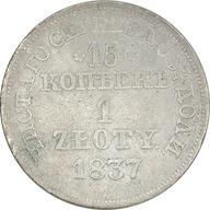 9.fu.ZABORY, KRÓL.POL., 1 ZŁ/ 15 KOPIEJEK 1837 MW