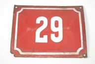 Stará červená smaltovaná tabuľa na dom s číslom 29 unikát zberateľs