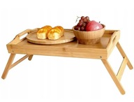 Bambusový skladací stôl podnos drevený mini stôl pod notebook 50x30