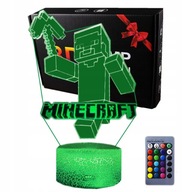 LAMPKA 3D NOCNA LED USB MINECRAFT STEVE GRAWER 16 KOLORY+PILOT