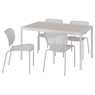 IKEA SEGERON / DUVSKAR Stôl a 4 stoličky biela/béžová/sivá, 147 cm