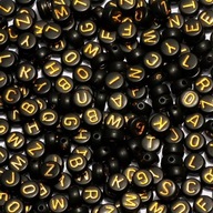 Akrylové korálky čierna abeceda písmená 100 ks