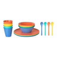 TURISTA EDÉNYEK 16 DARABOS KÉSZLET TÖBBSZÍNŰ PIKNIKEZÉSHEZ