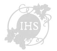Scrapki papierowe IHS Komunia Hostia winogrona 5 sztuk białe perłowe