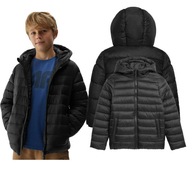 4F Detská páperová bunda s kapucňou čierna veľkosť 134 cm