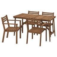 IKEA ASKHOLMEN Stôl+4 stoličky s podrúčkami tmavohnedá, 143x75 cm