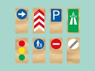 Dopravné značky 8 ks Traffic Signs drevené signalizácia - Waytoplay