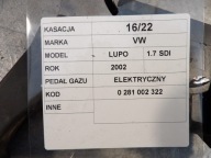 accelerator pedal VW Lupo 1,7SDI 0281002322
