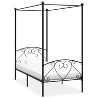 Rama łóżka z baldachimem, czarna, metalowa, 100