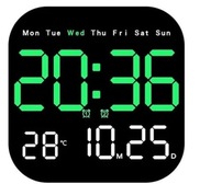 Elektronické LED nástenné hodiny s diaľkovým ovládaním TEPLOTA ALARM REGULÁCIA