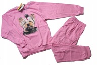 Piżama dla dziewczynki różowa z pieskiem 100% bawełna r.146