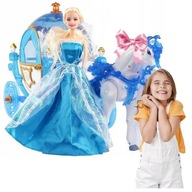 Kareta karoca z lalką prezent urodzinowy dla dziewczynki 5,6,7,8 lat koń