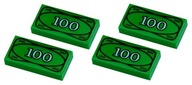 LEGO Tile1x2 banknot zielony 100 dolarów 4szt 3069bpx7 3069px7