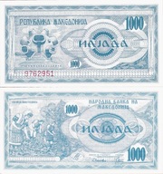 Macedonia 1992 - 1000 dinars - Pick 6 UNC