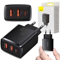 BASEUS SZYBKA ŁADOWARKA SIECIOWA DO TELEFONU 2x USB/USB-C 30W ZASILACZ 3A