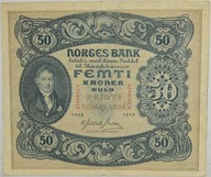 7.aj.Norwegia, 50 Koron 1943 rzadki, St.3+