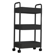 3-poschodový kuchynský vozík s kolieskami na organizáciu náčinia do košíka čierny