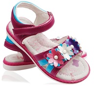 Fuchsiové sandále s kvetmi kožená vložka profilované suché zipsy 35