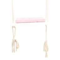 Rope Hanging Wooden Swing Seat with Rope Cushion for Playground Pink Pad