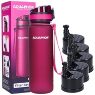 Filtračná fľaša Aquaphor City 0,5 l ružová + 2× Filtračná vložka do fľaše Filtre City 2 ks