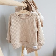 sweterek dziecięcy wysoka jakość beżowy handmade r 110 super sweter