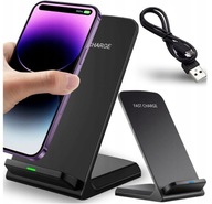 ŁADOWARKA INDUKCYJNA BEZPRZEWODOWA QI CZARNA FAST CHARGER UCHWYT STOJAK