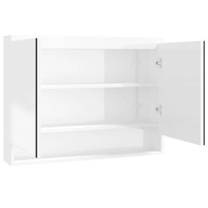 vidaXL Kúpeľňová skrinka so zrkadlom, 80x15x60 cm, MDF, biela s leskom