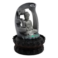 ELEGÁNS GYANTA BUDDHA DÍSZ LED LÁMPÁVAL (2,5 W 220 V) - SZÜRKE