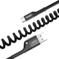 BASEUS MOCNY KABEL SPIRALNY SPRĘŻYNKA USB USB-C TYP-C PRZEWÓD OPLOT 2A 1M