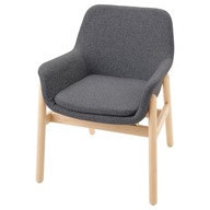VEDBO Krzesło tapicerowane z podłokietnikami, brzoza/Gunnared średnioszary