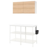 IKEA ENHET Regał, biały/imit. dębu, 123x63.5x207 cm